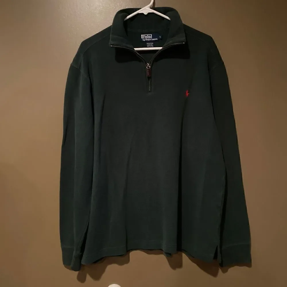Polo Ralph Lauren Emerald Green Half Zip Pullover Pony Embroidered Size Large